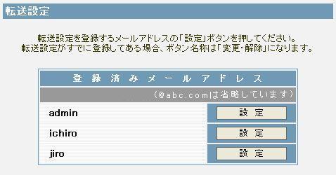 メール転送設定・変更・解除