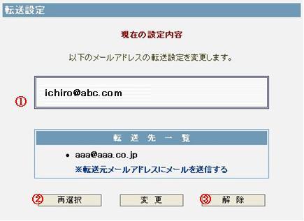メール転送設定・変更・解除