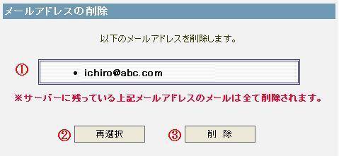 メールアドレスの削除